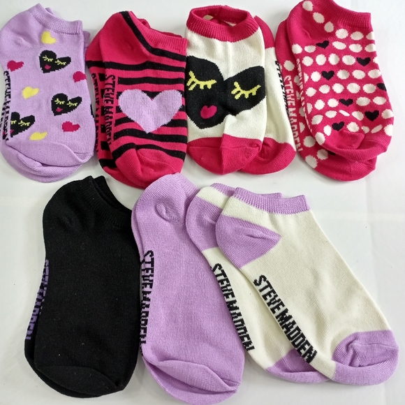 Steve Madden No-Show Heart Socks Purple/Pink OS - Picture 2 of 4